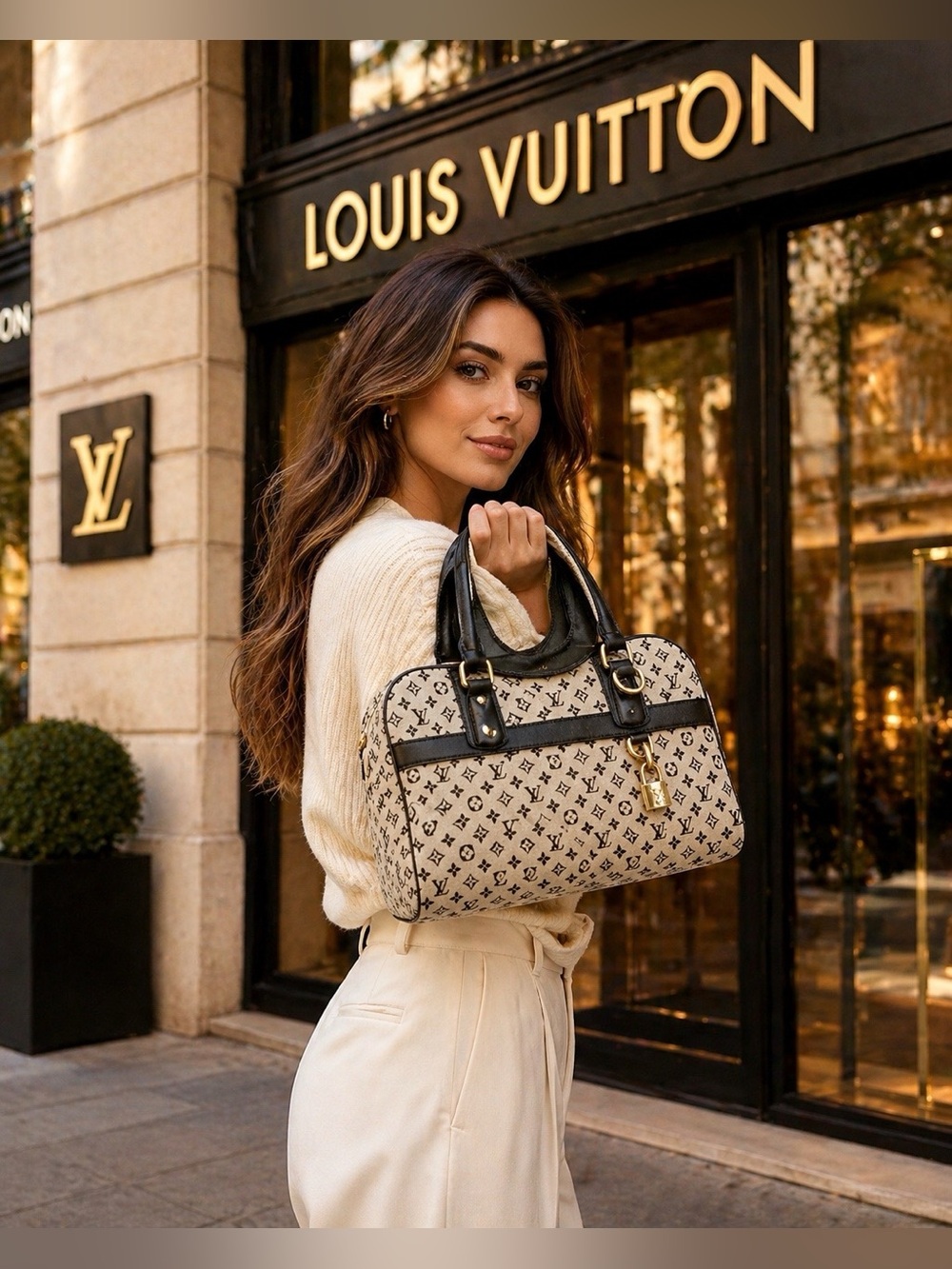 Louis Vuitton Monogram Mini Lin Josephine GM – Large Boston Bag | Made in France